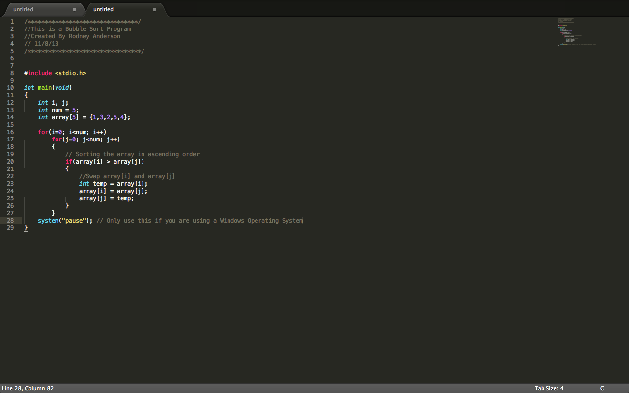 C Program for Bubble Sort